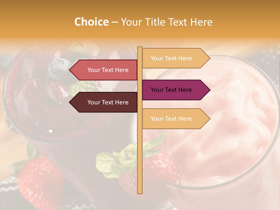 Two Glasses Of Smoothie With Strawberries On A Table PowerPoint Template