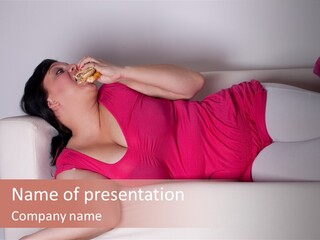 Television Woman Chubby PowerPoint Template