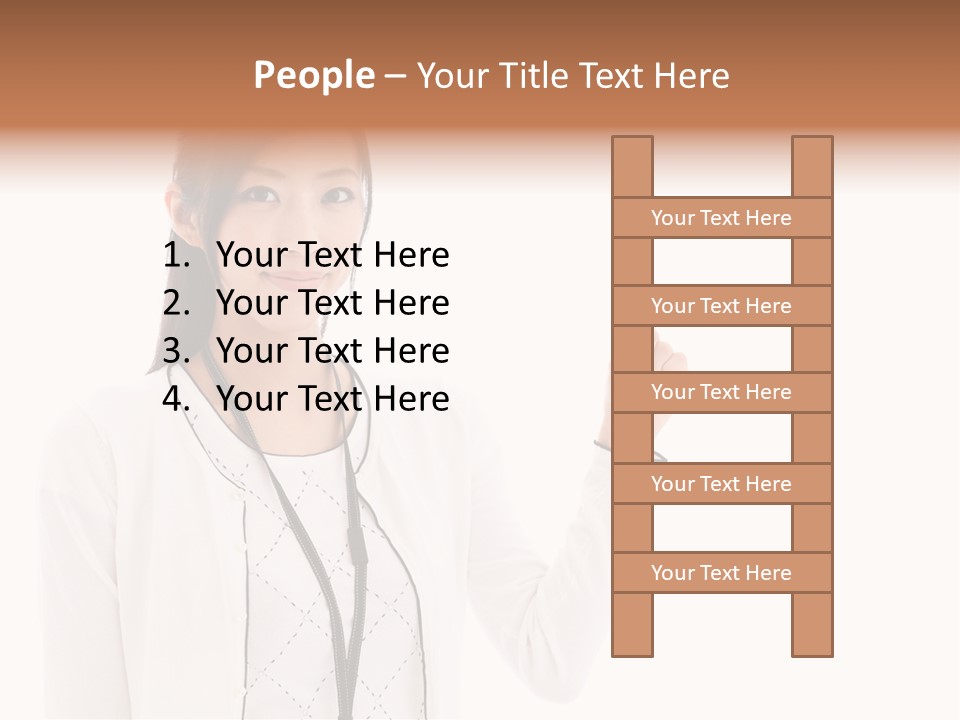 Message White Background Businesswoman PowerPoint Template