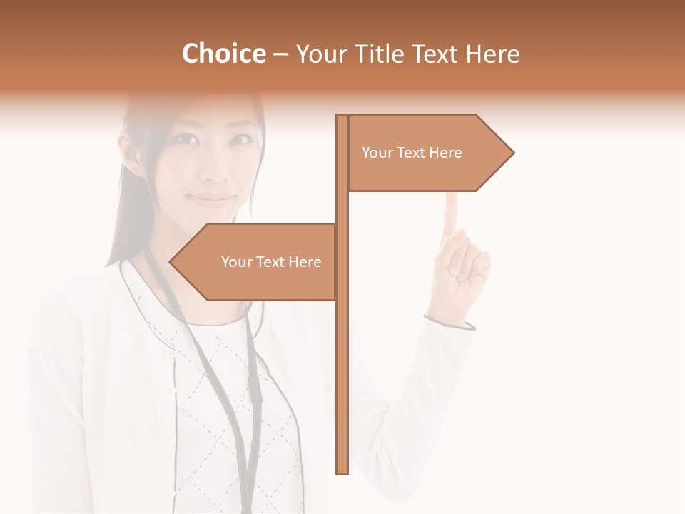 Message White Background Businesswoman PowerPoint Template