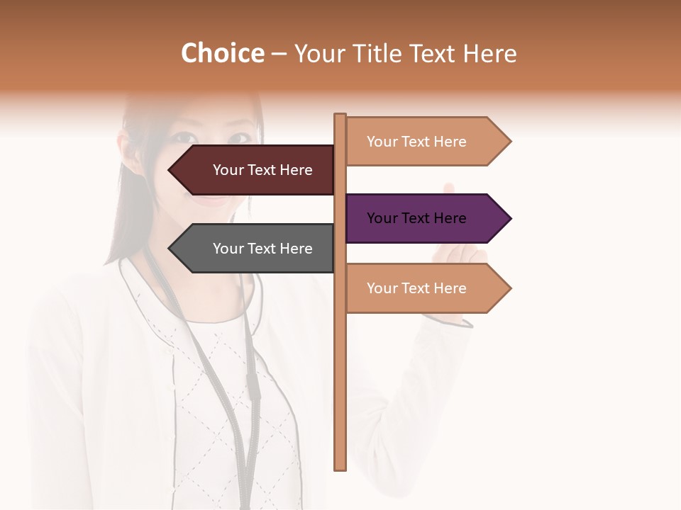 Message White Background Businesswoman PowerPoint Template