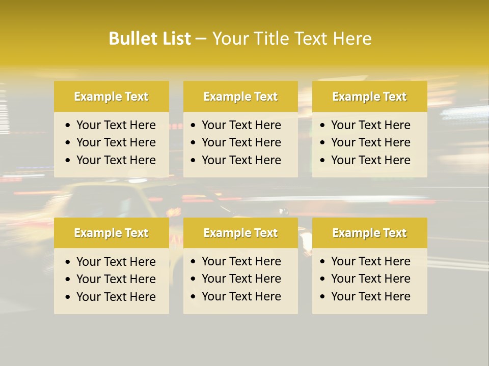 Yellow Taxi Shibuya District Backgrounds PowerPoint Template