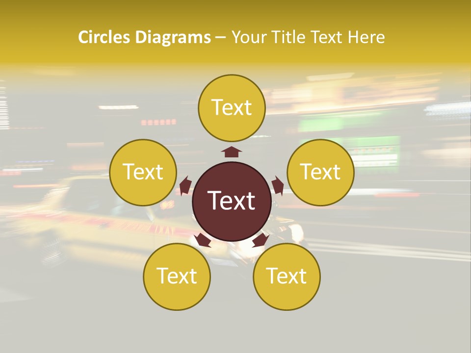 Yellow Taxi Shibuya District Backgrounds PowerPoint Template