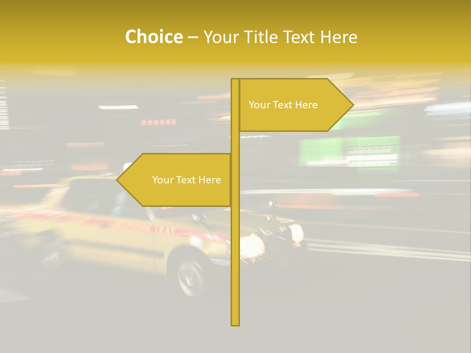 Yellow Taxi Shibuya District Backgrounds PowerPoint Template