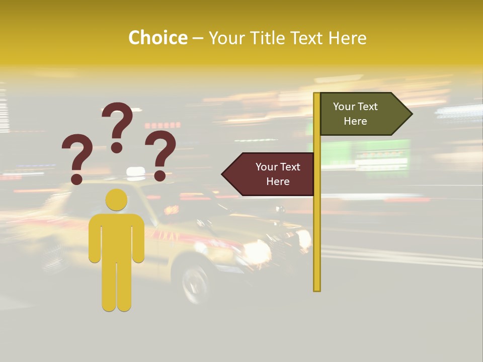 Yellow Taxi Shibuya District Backgrounds PowerPoint Template