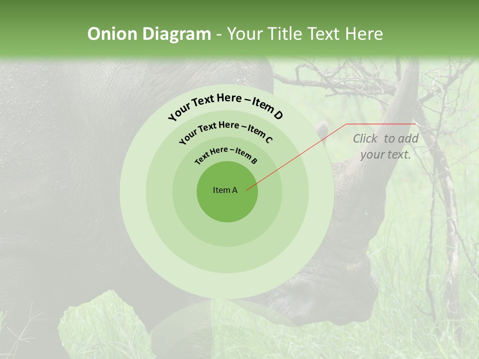 A Rhino Is Standing In The Grass Near A Tree PowerPoint Template