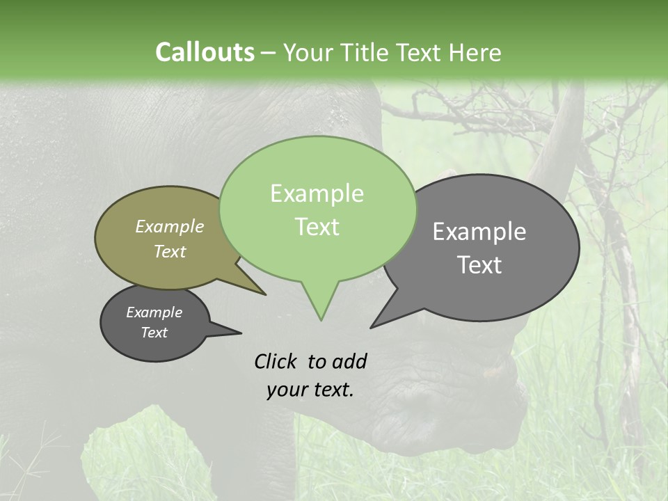 A Rhino Is Standing In The Grass Near A Tree PowerPoint Template