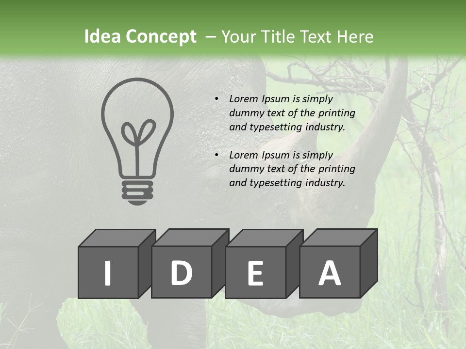 A Rhino Is Standing In The Grass Near A Tree PowerPoint Template