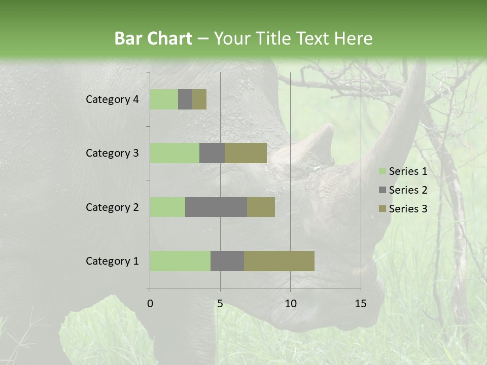 A Rhino Is Standing In The Grass Near A Tree PowerPoint Template