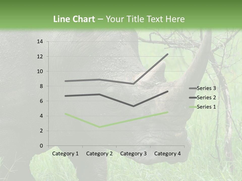 A Rhino Is Standing In The Grass Near A Tree PowerPoint Template