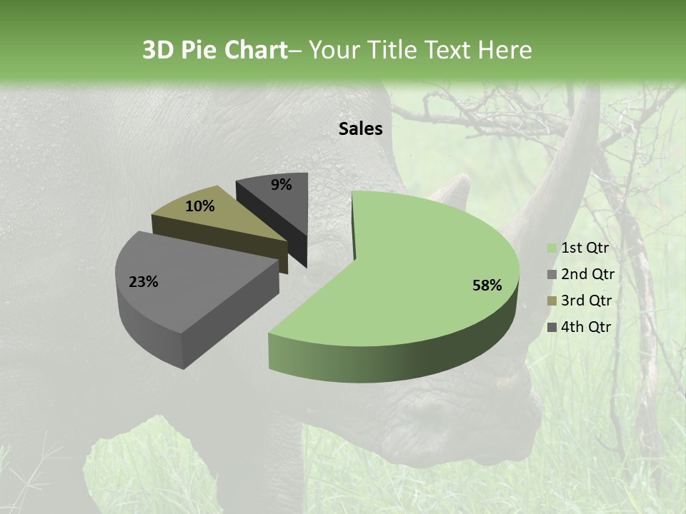 A Rhino Is Standing In The Grass Near A Tree PowerPoint Template