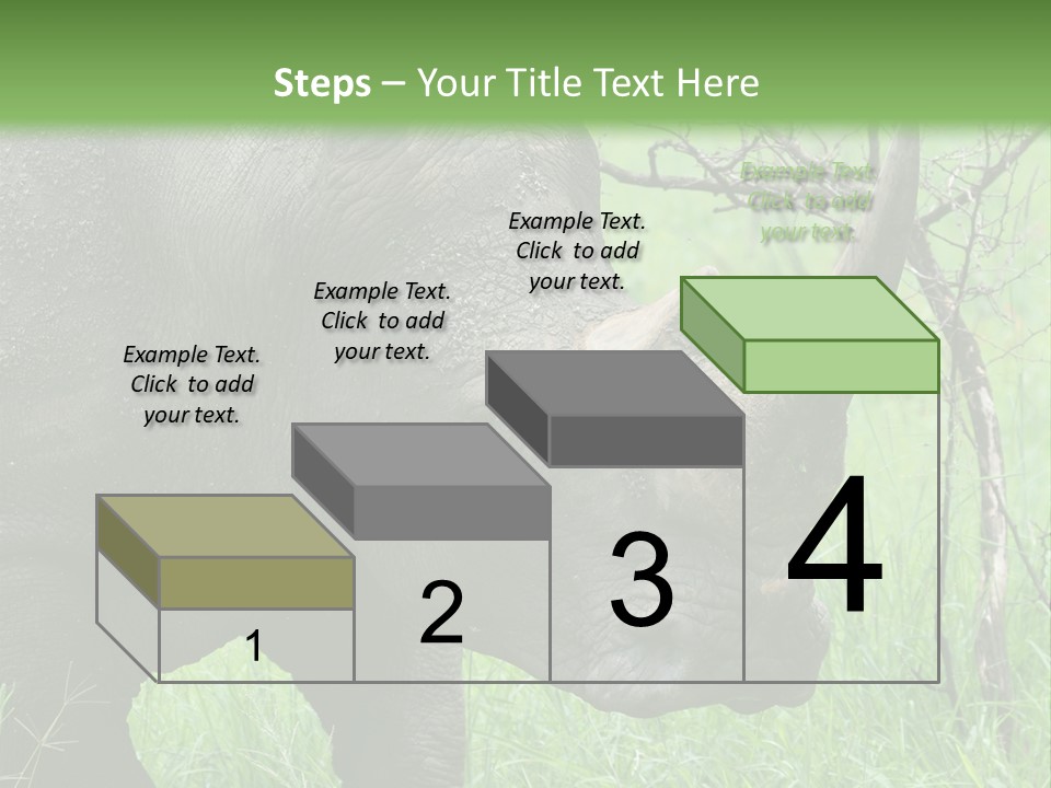 A Rhino Is Standing In The Grass Near A Tree PowerPoint Template
