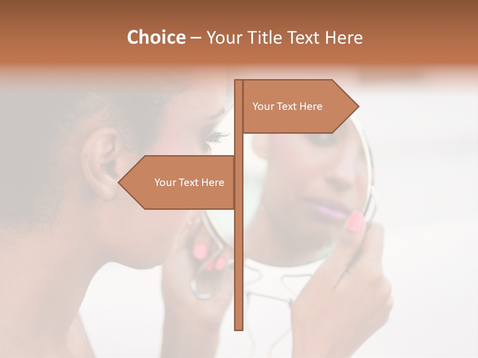 A Woman Looking At Her Reflection In A Mirror PowerPoint Template