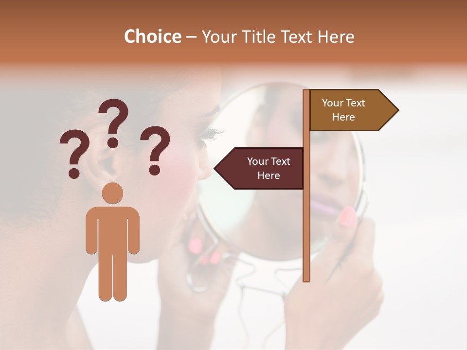 A Woman Looking At Her Reflection In A Mirror PowerPoint Template