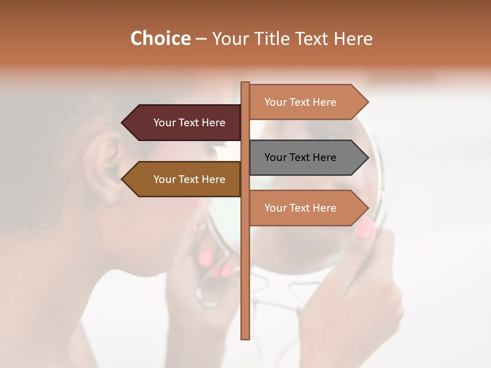 A Woman Looking At Her Reflection In A Mirror PowerPoint Template