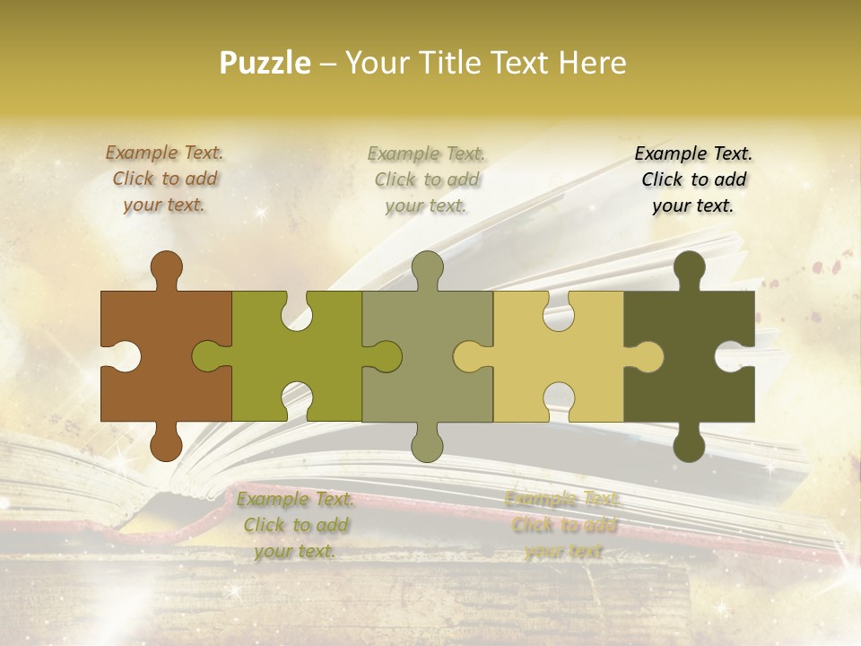 An Open Book On A Table With A Blurry Background PowerPoint Template