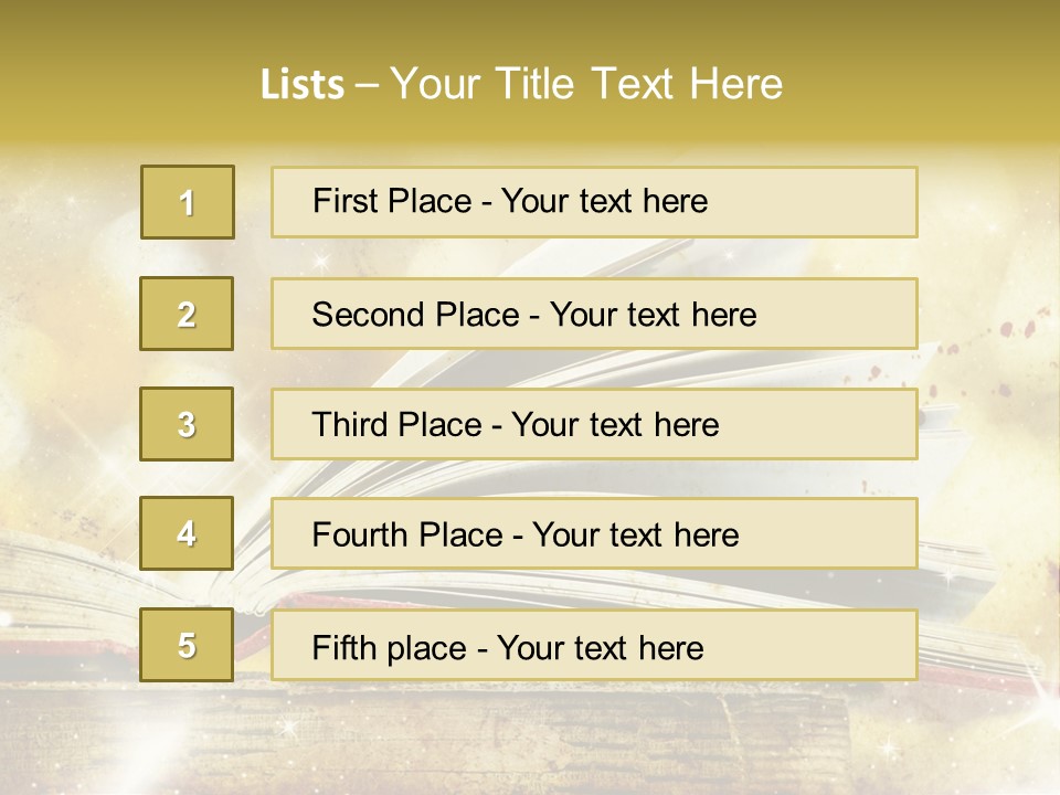 An Open Book On A Table With A Blurry Background PowerPoint Template
