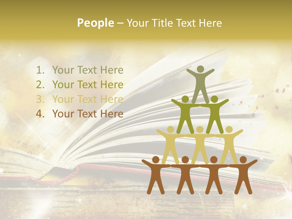 An Open Book On A Table With A Blurry Background PowerPoint Template