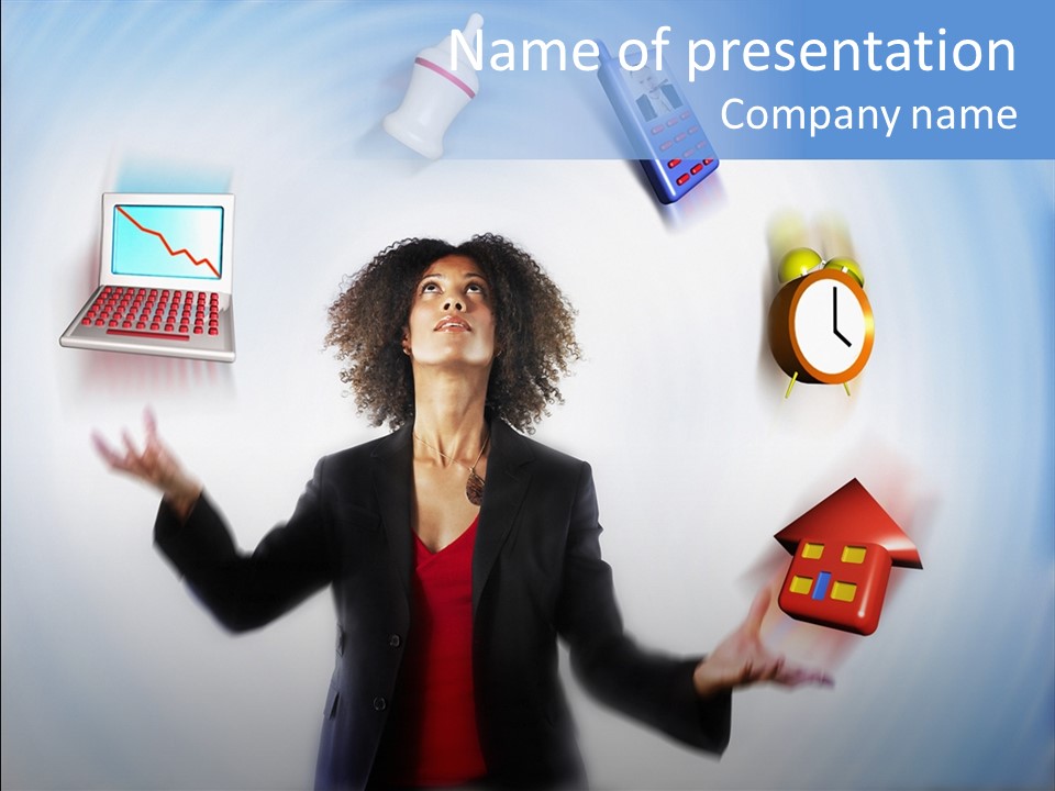 A Woman Is Holding A Laptop And A House PowerPoint Template