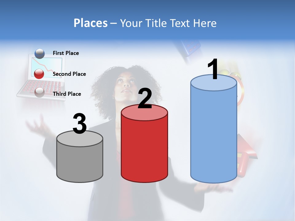 A Woman Is Holding A Laptop And A House PowerPoint Template