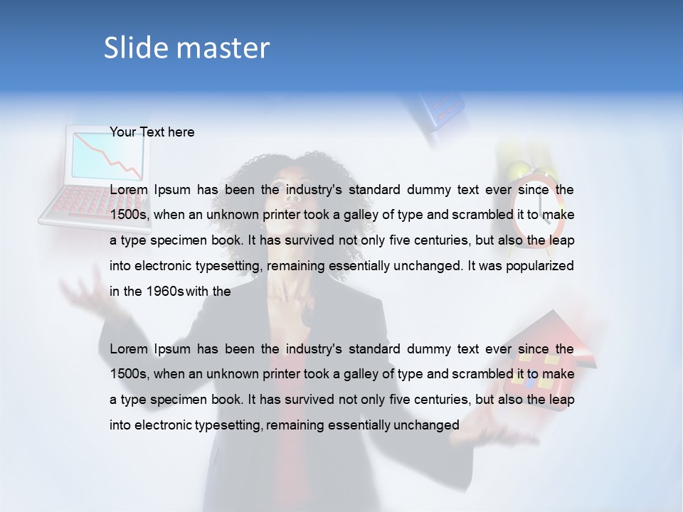 A Woman Is Holding A Laptop And A House PowerPoint Template