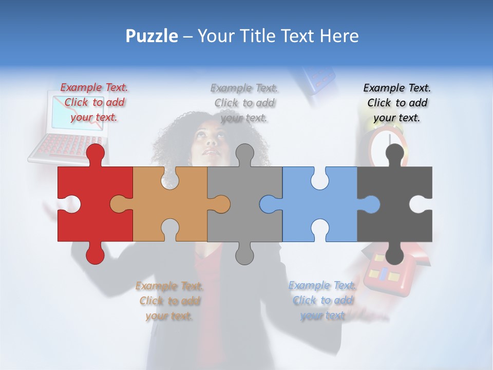 A Woman Is Holding A Laptop And A House PowerPoint Template