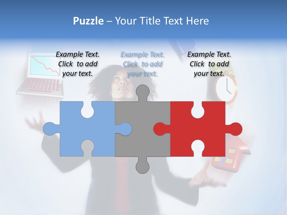 A Woman Is Holding A Laptop And A House PowerPoint Template