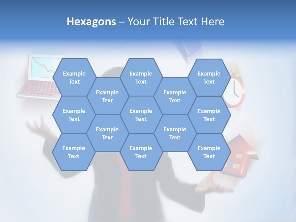 A Woman Is Holding A Laptop And A House PowerPoint Template