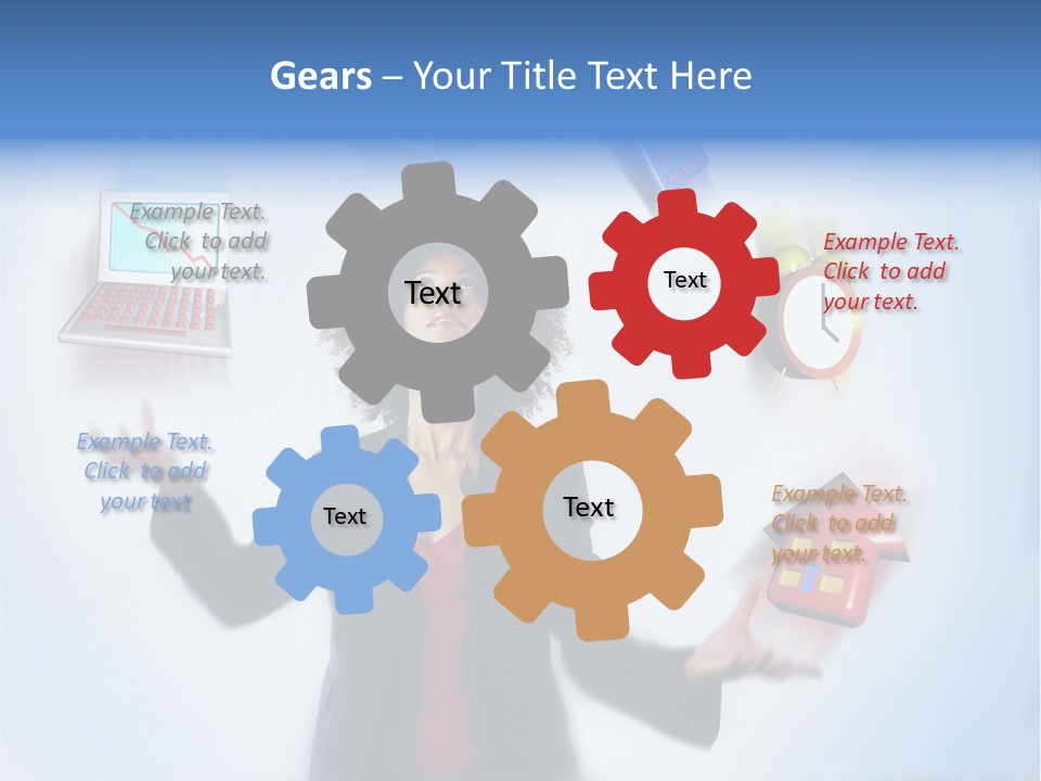 A Woman Is Holding A Laptop And A House PowerPoint Template