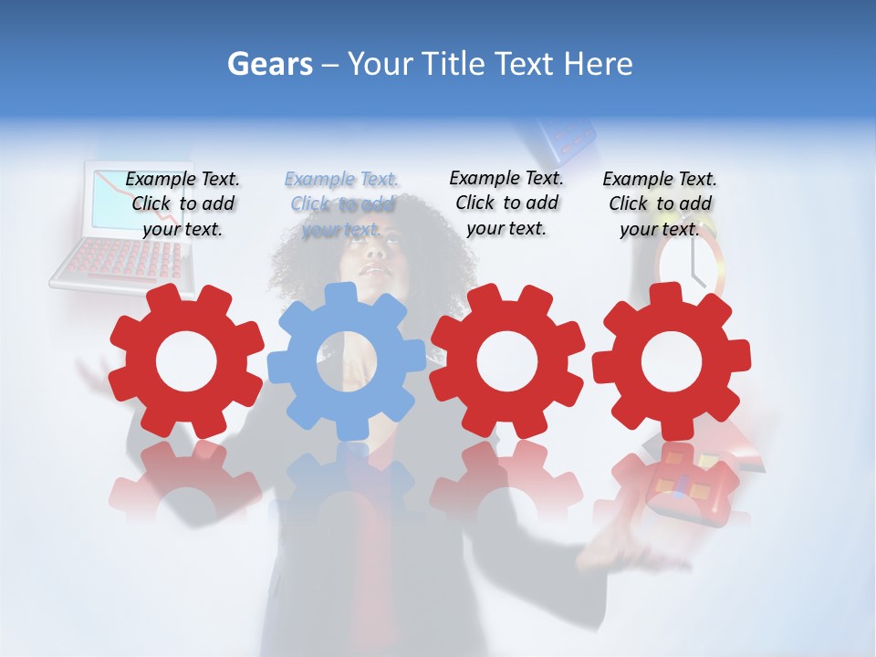 A Woman Is Holding A Laptop And A House PowerPoint Template