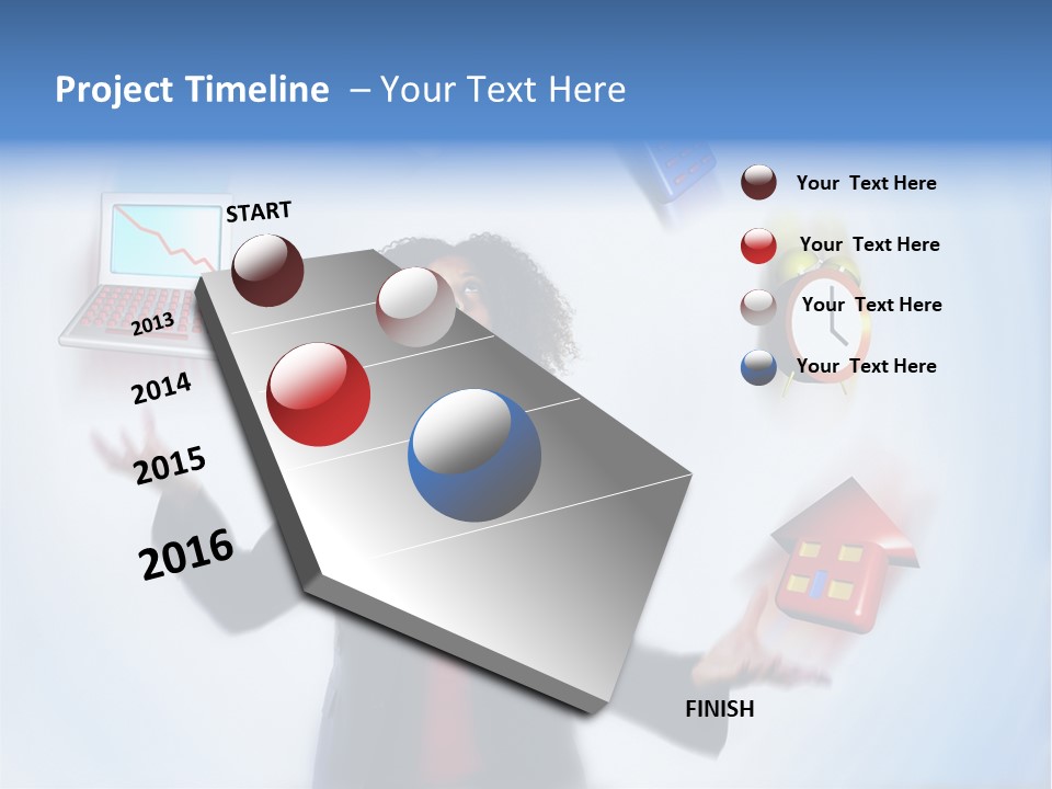 A Woman Is Holding A Laptop And A House PowerPoint Template