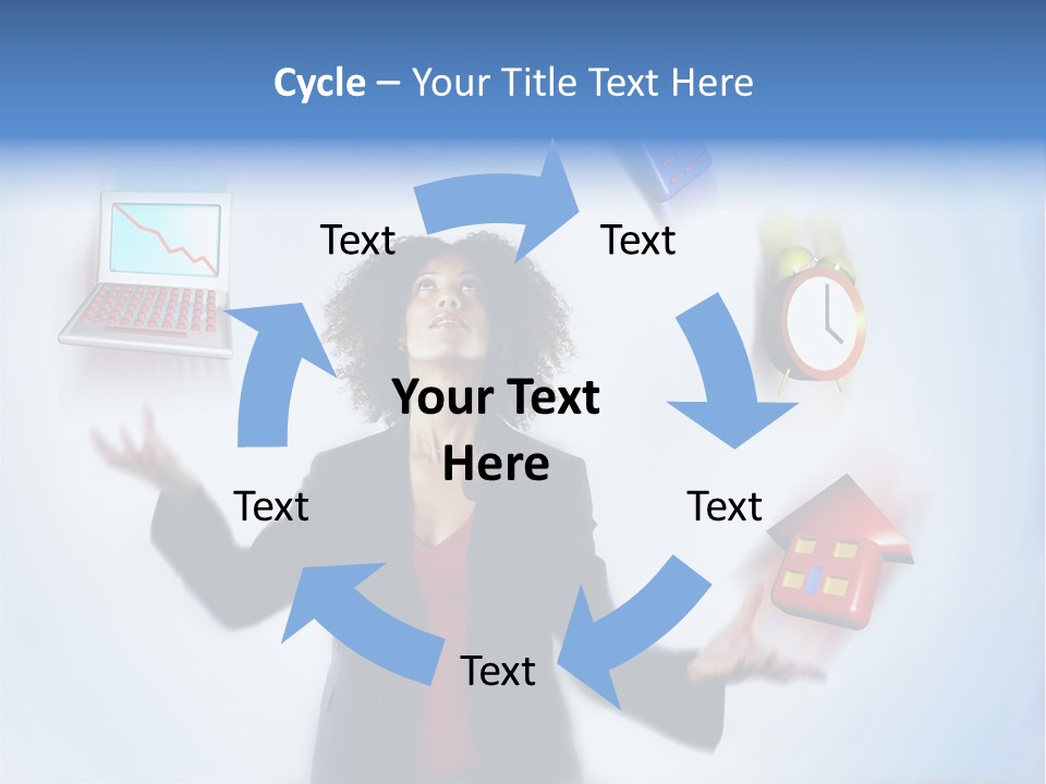 A Woman Is Holding A Laptop And A House PowerPoint Template