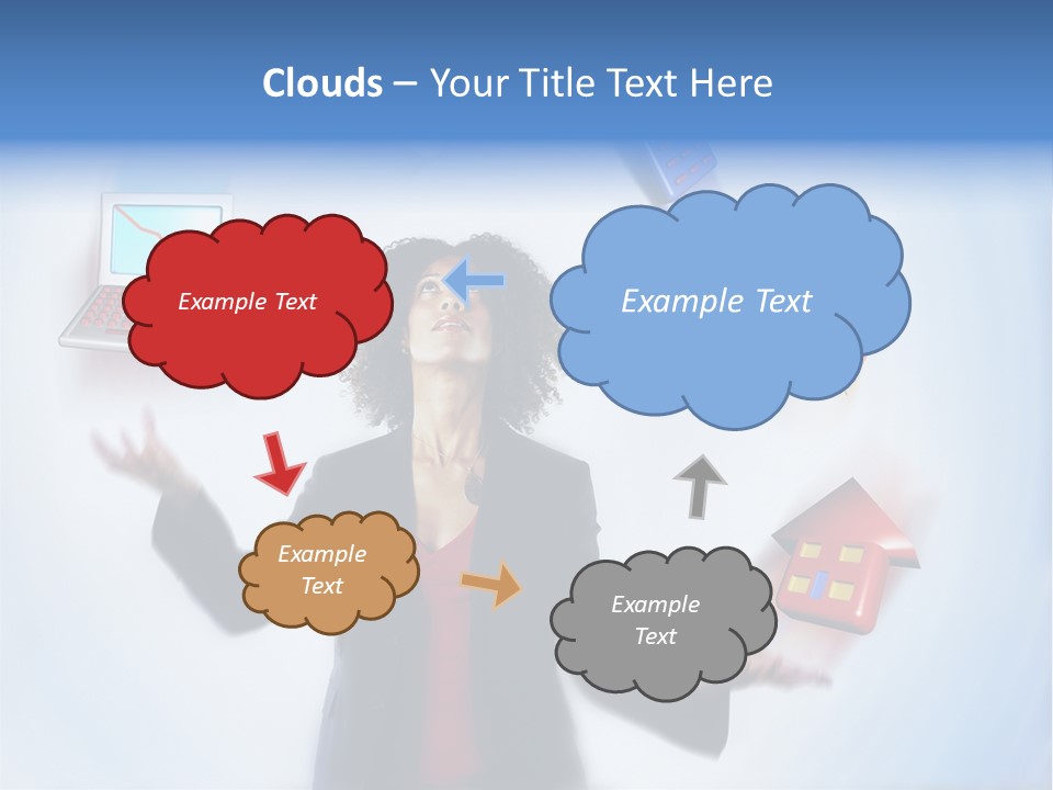 A Woman Is Holding A Laptop And A House PowerPoint Template