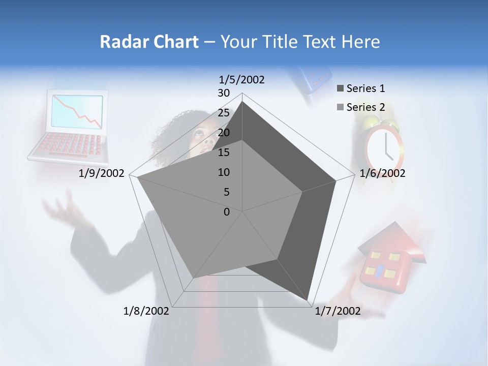 A Woman Is Holding A Laptop And A House PowerPoint Template
