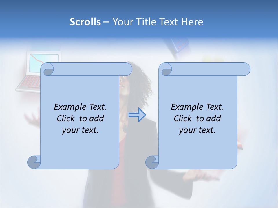 A Woman Is Holding A Laptop And A House PowerPoint Template