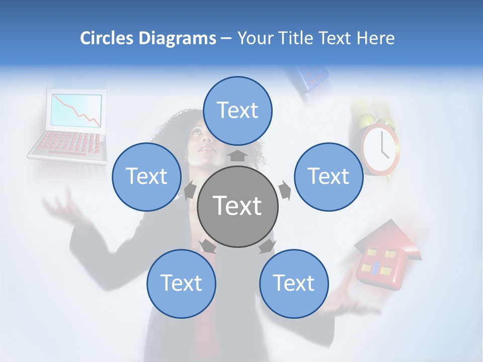 A Woman Is Holding A Laptop And A House PowerPoint Template