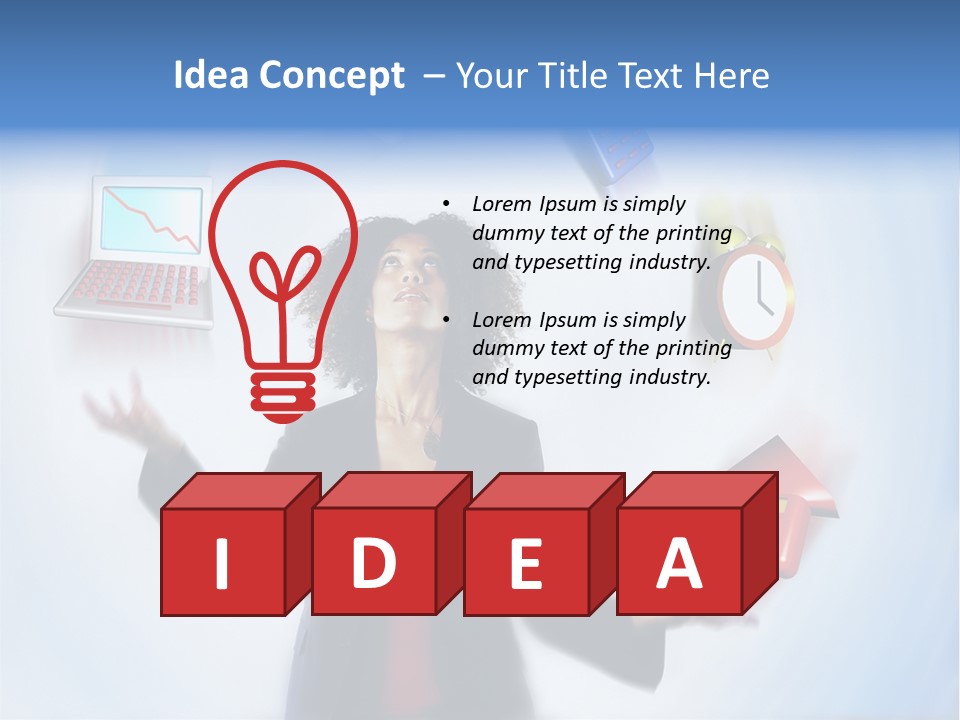 A Woman Is Holding A Laptop And A House PowerPoint Template