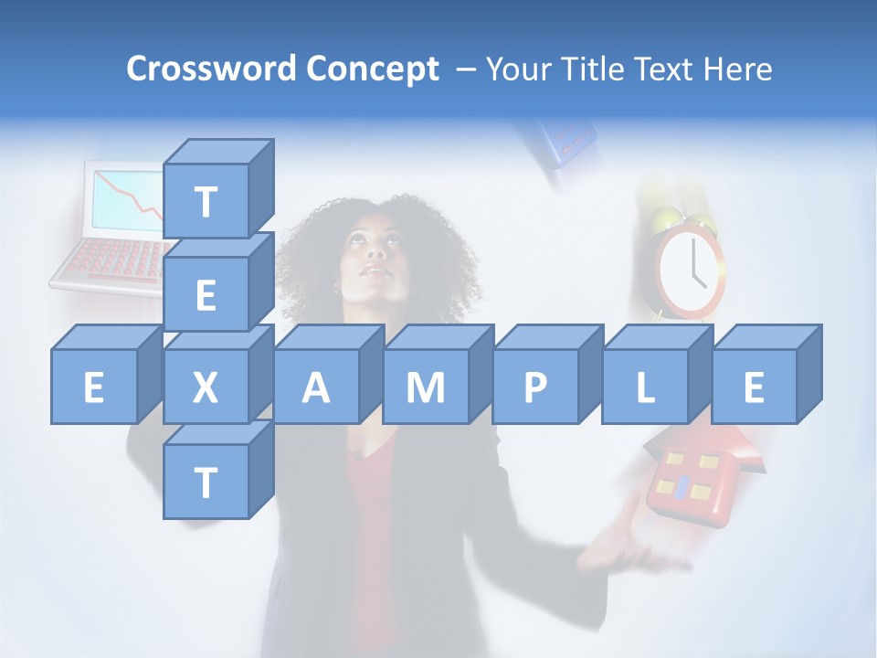 A Woman Is Holding A Laptop And A House PowerPoint Template