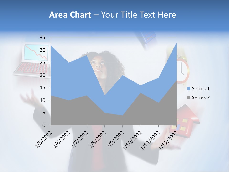 A Woman Is Holding A Laptop And A House PowerPoint Template