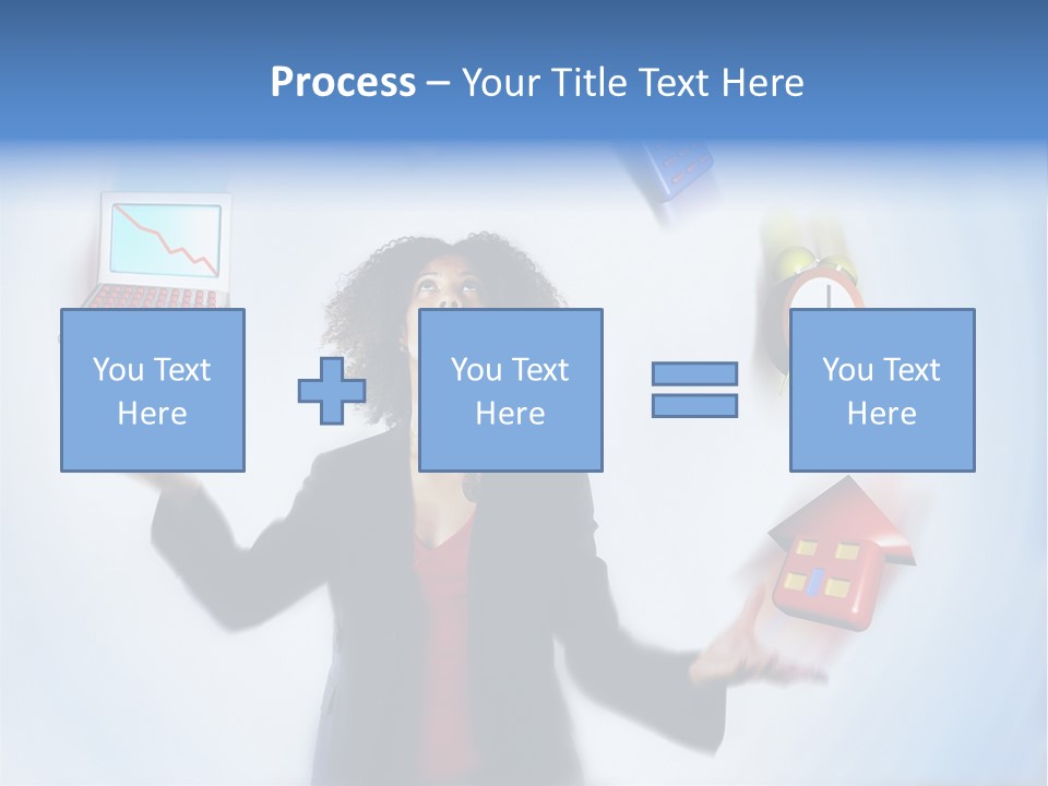 A Woman Is Holding A Laptop And A House PowerPoint Template