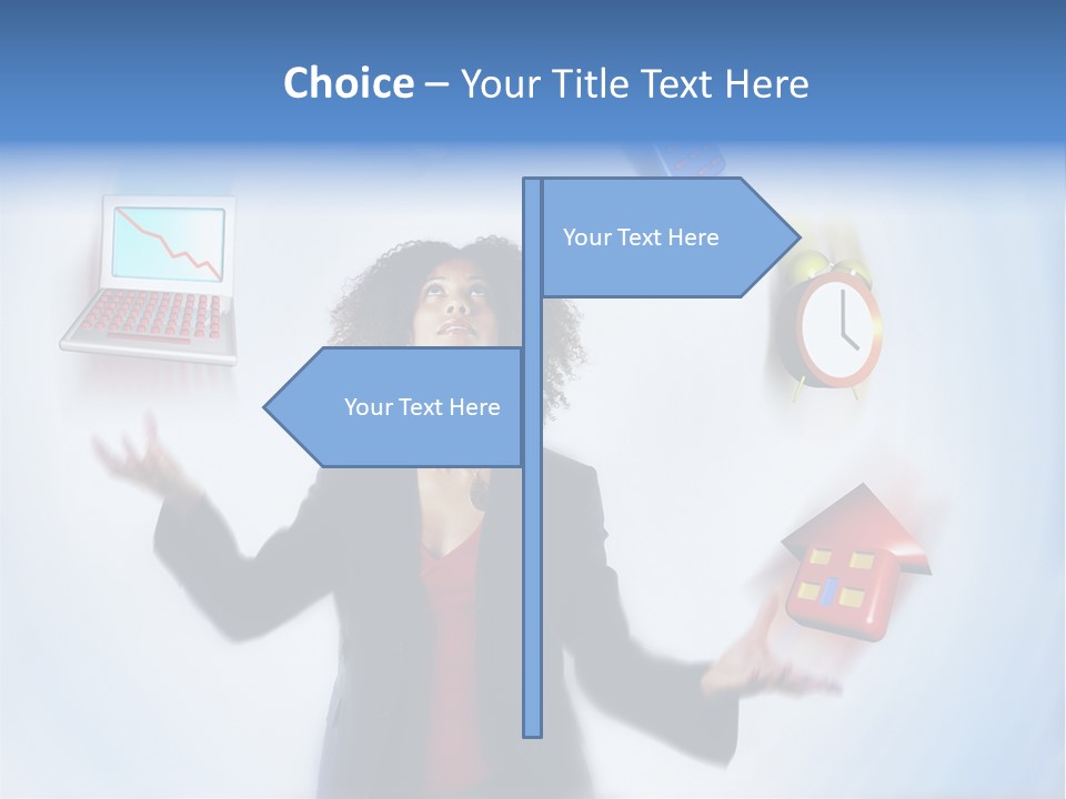 A Woman Is Holding A Laptop And A House PowerPoint Template