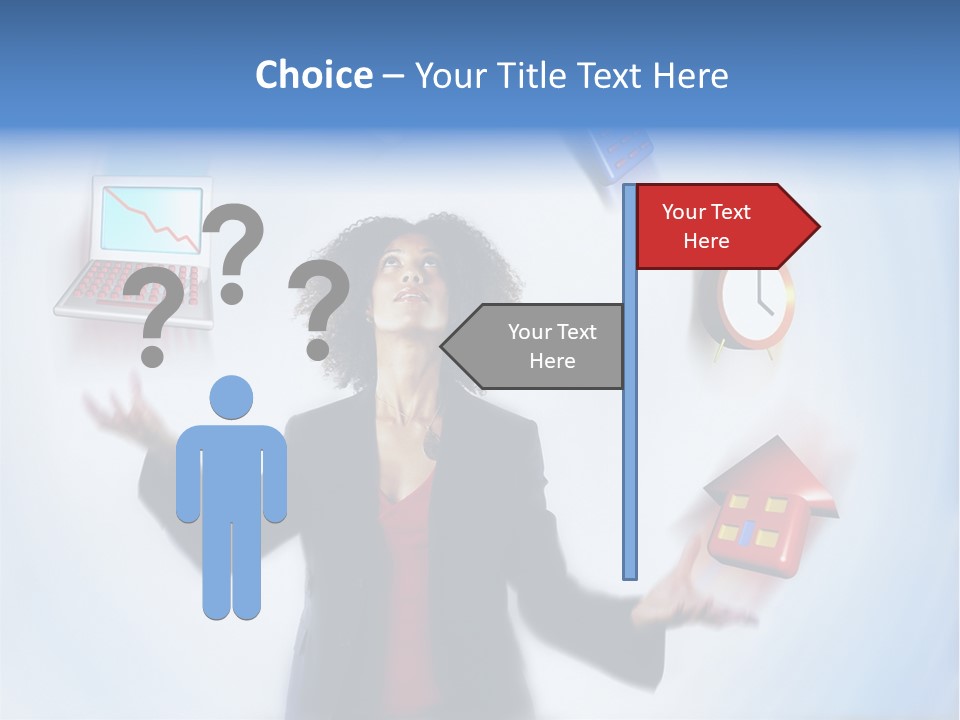 A Woman Is Holding A Laptop And A House PowerPoint Template