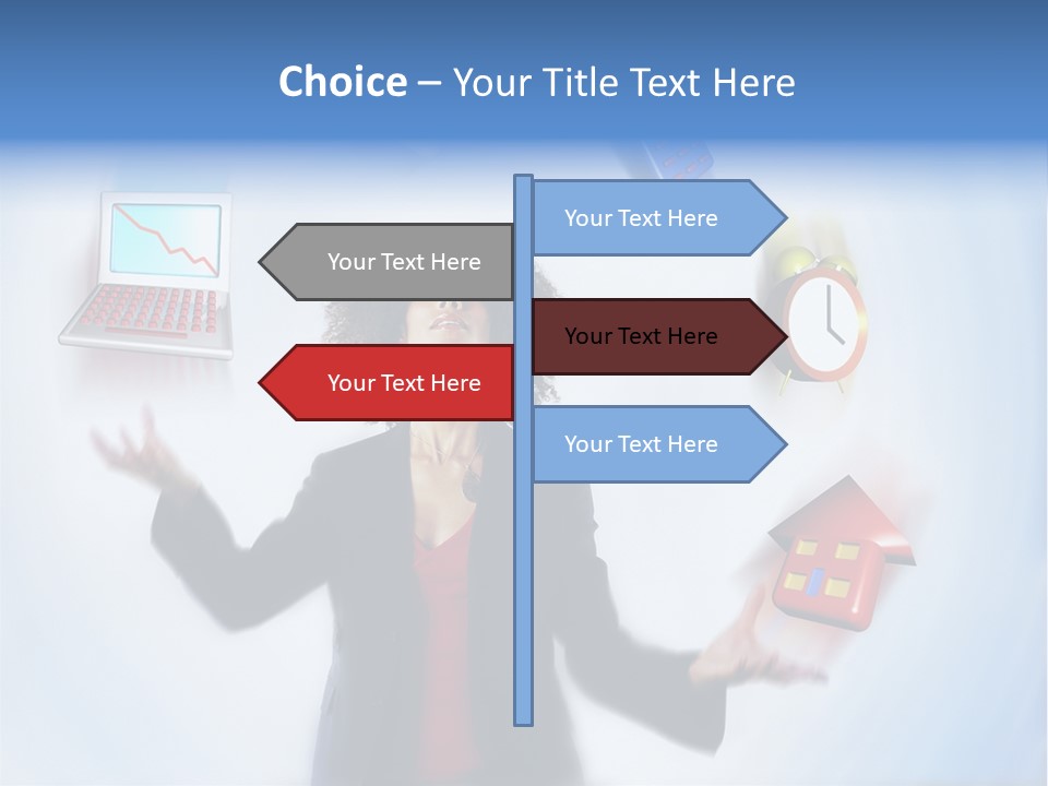 A Woman Is Holding A Laptop And A House PowerPoint Template