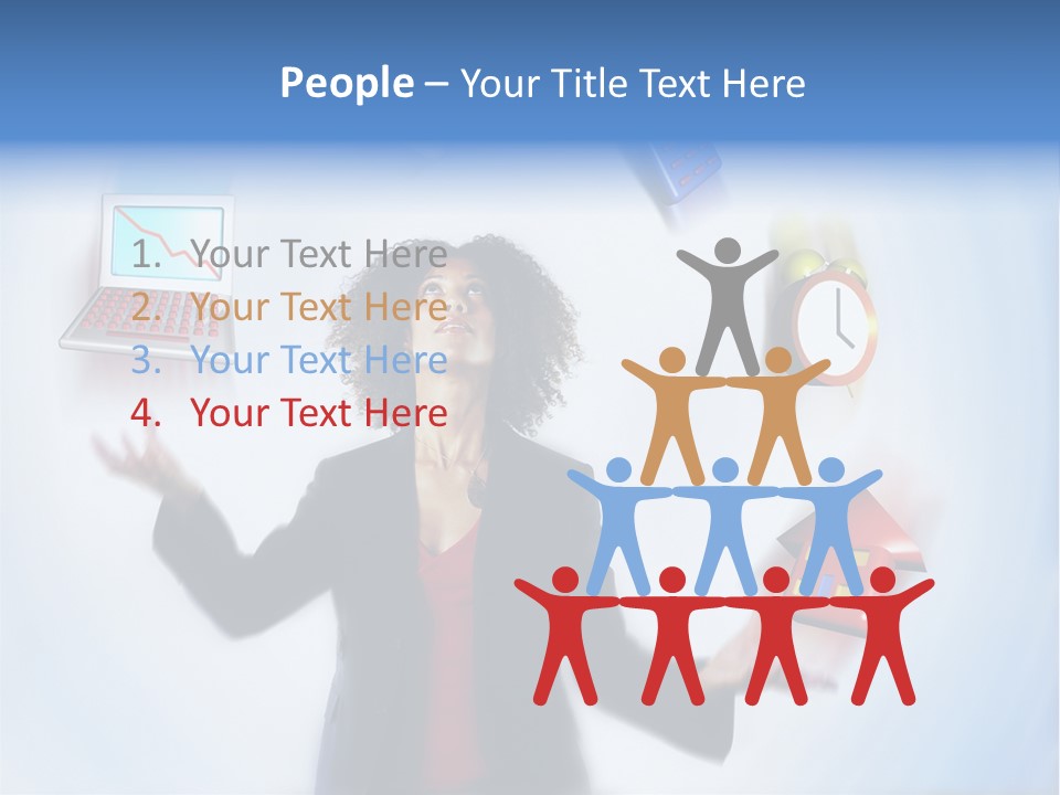 A Woman Is Holding A Laptop And A House PowerPoint Template