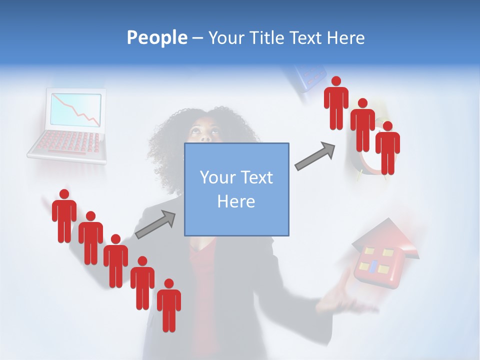 A Woman Is Holding A Laptop And A House PowerPoint Template