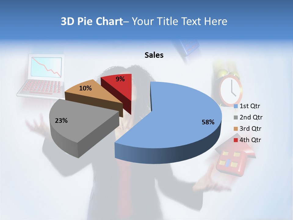 A Woman Is Holding A Laptop And A House PowerPoint Template