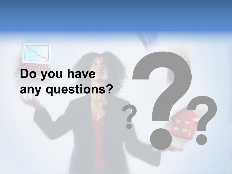 A Woman Is Holding A Laptop And A House PowerPoint Template