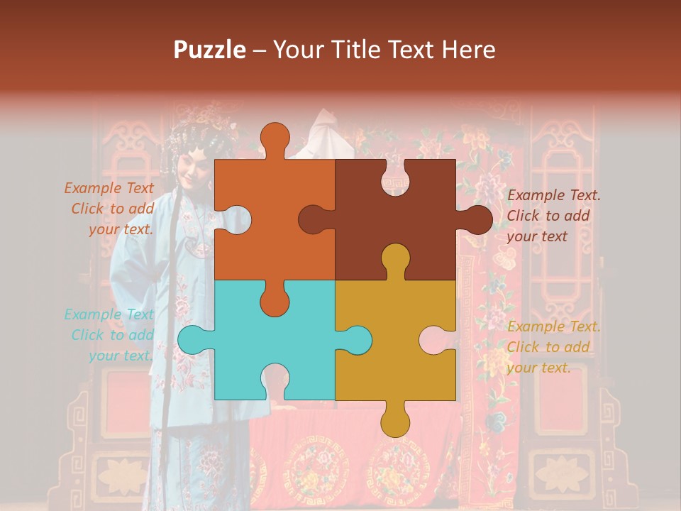 A Woman In A Chinese Costume Standing In Front Of A Stage PowerPoint Template