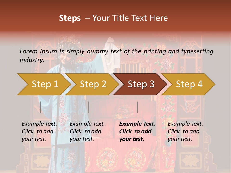 A Woman In A Chinese Costume Standing In Front Of A Stage PowerPoint Template