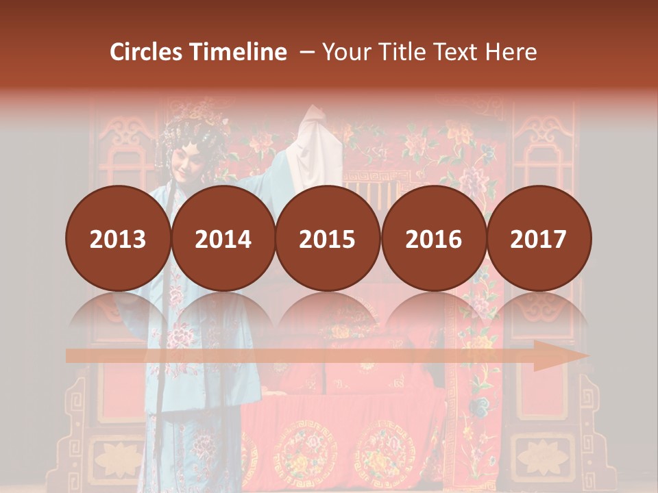 A Woman In A Chinese Costume Standing In Front Of A Stage PowerPoint Template